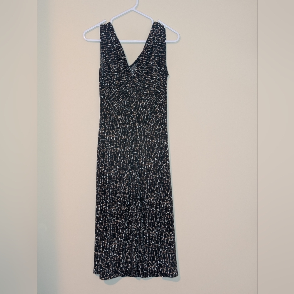 Tiana B. Black and White Dotted Maxi Dress, Size Medium